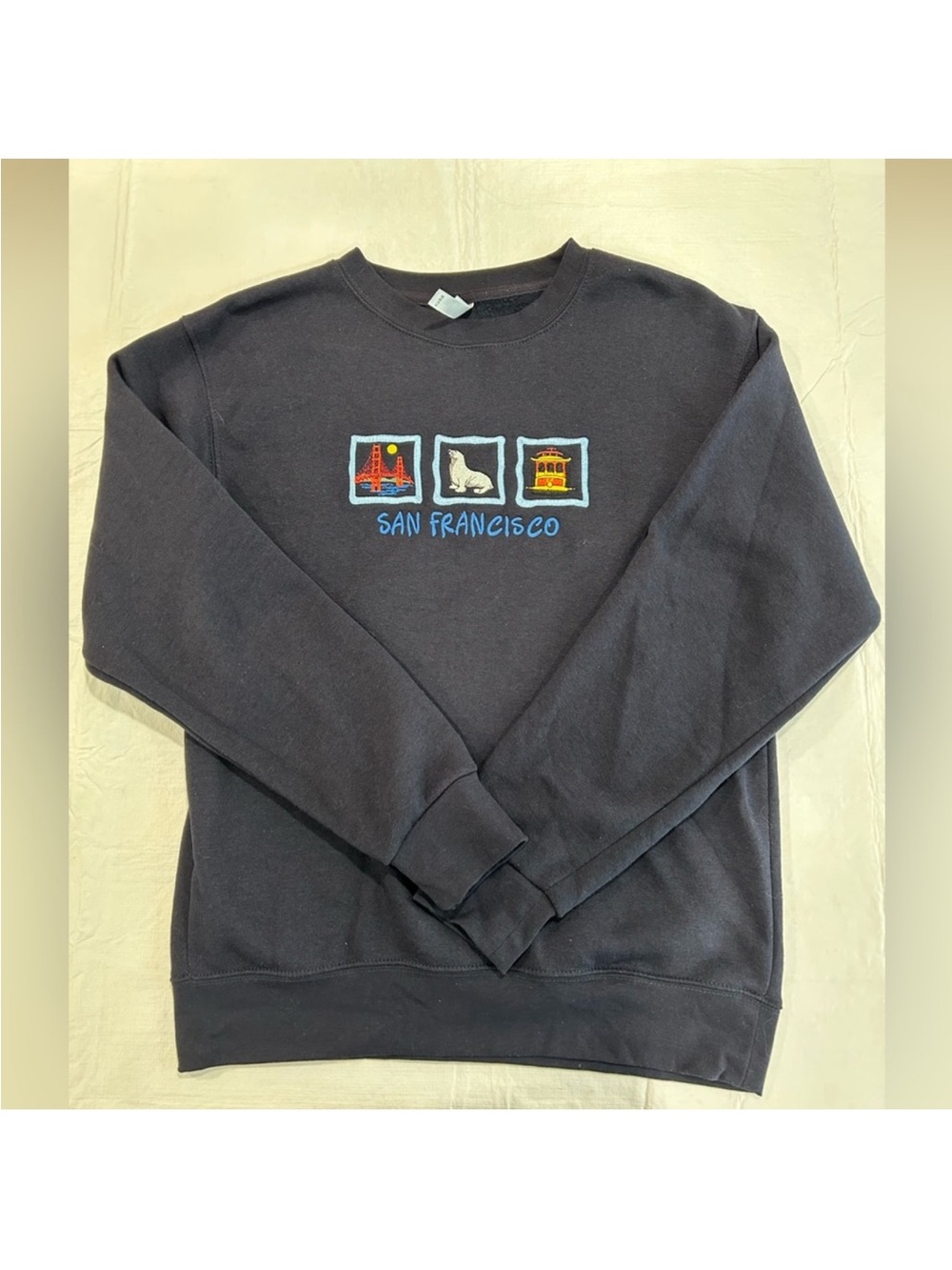 San Francisco Embroidered Navy Crewneck Sweatshirt